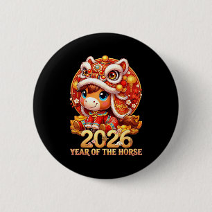 Chinese new year 2026 fire horse year of the horse 6 cm round badge