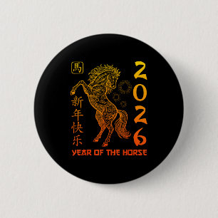 Chinese New Year 2026 Horse Happy Chinese New Year 6 Cm Round Badge