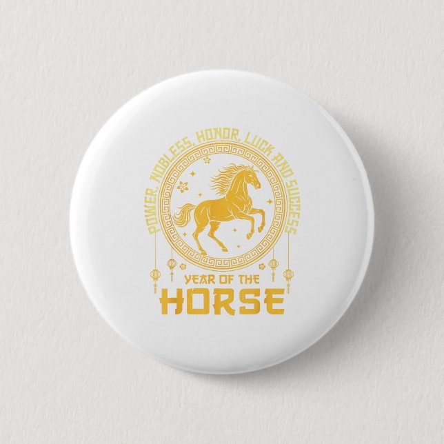 Chinese New Year 2026 Horse Happy Chinese New Year 6 Cm Round Badge (Front)