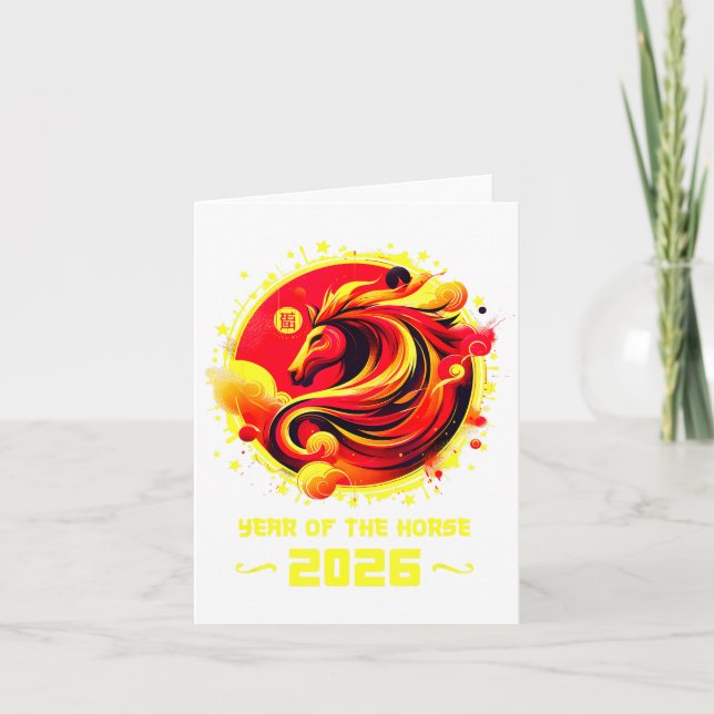 Chinese New Year 2026 Horse Happy Chinese New Year Card (Front)