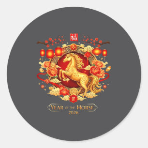 Chinese New Year 2026 Horse Happy Chinese New Year Classic Round Sticker