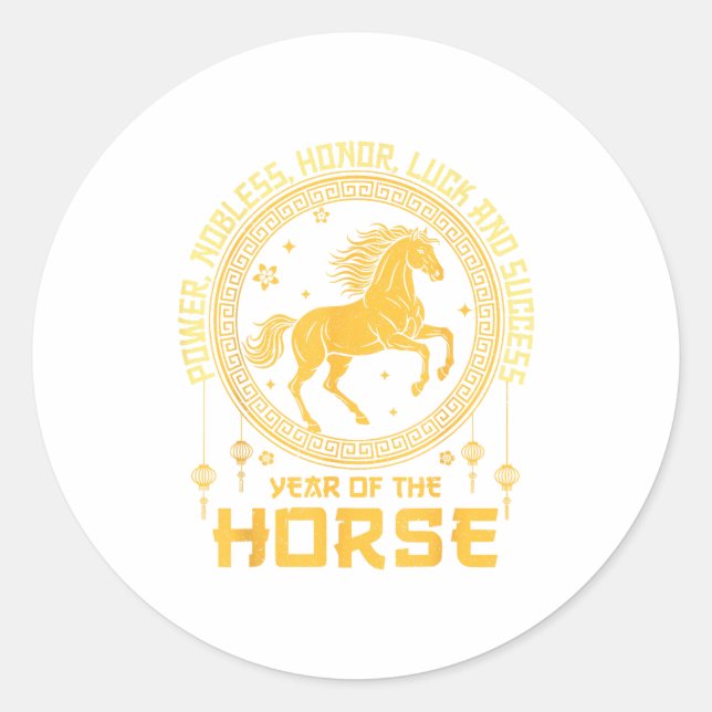 Chinese New Year 2026 Horse Happy Chinese New Year Classic Round Sticker (Front)