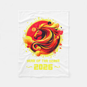 Chinese New Year 2026 Horse Happy Chinese New Year Fleece Blanket