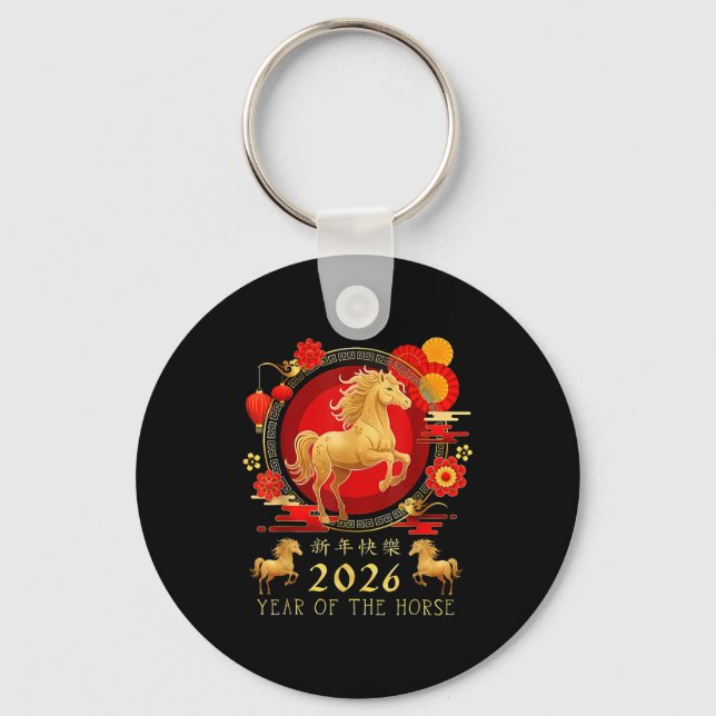 Chinese New Year 2026 Horse Happy Chinese New Year Key Ring (Front)