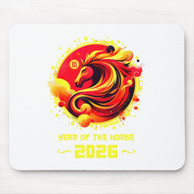 Chinese New Year 2026 Horse Happy Chinese New Year Mouse Mat (Front)