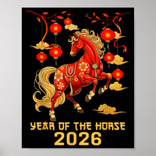 Chinese New Year 2026 Horse Happy Chinese New Year Poster