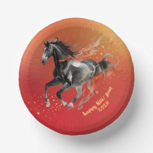 Chinese New Year 2026 Horse Ink New Year Party Paper Plate