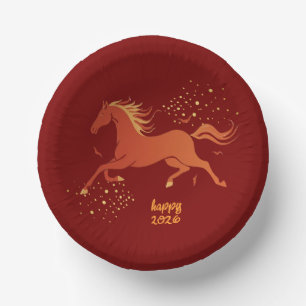 Chinese New Year 2026 Horse Ink New Year Party Paper Plate