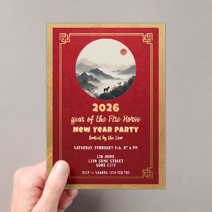 Chinese New Year 2026 Horse New Year Party Acrylic Invitations