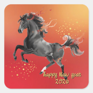 Chinese New Year 2026 Horse New Year Party Square Sticker