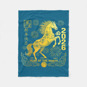 Chinese New Year 2026 Year Of Horse Chinese New Ye Fleece Blanket