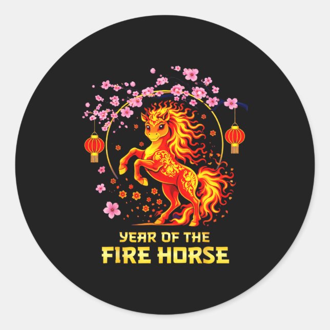 Chinese New Year 2026 Year Of The Fire Horse  Classic Round Sticker (Front)