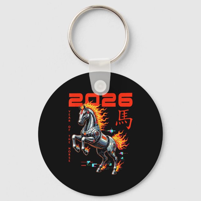 Chinese New Year 2026 Year Of The Fire Horse Cyber Key Ring (Front)