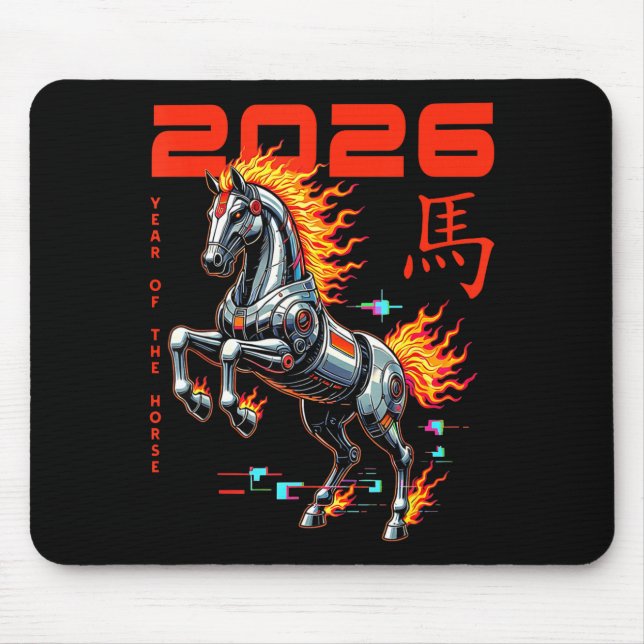 Chinese New Year 2026 Year Of The Fire Horse Cyber Mouse Mat (Front)