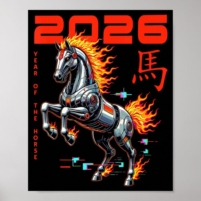Chinese New Year 2026 Year Of The Fire Horse Cyber Poster (Front)