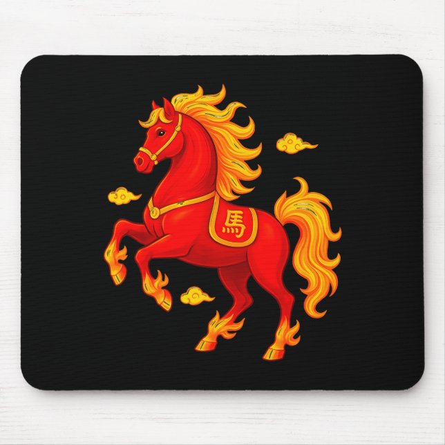 Chinese New Year 2026 Year Of The Fire Horse Flame Mouse Mat (Front)