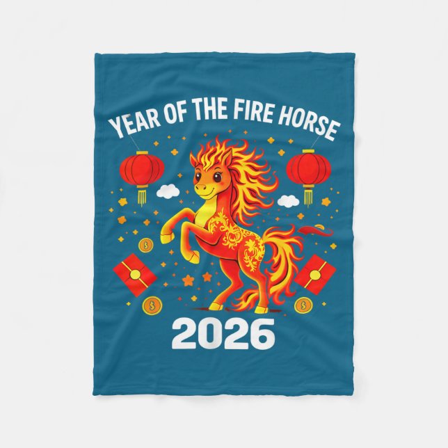 Chinese New Year 2026 Year Of The Fire Horse  Fleece Blanket (Front)