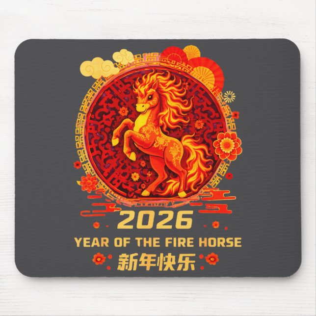 Chinese New Year 2026 Year Of The Fire Horse  Mouse Mat (Front)