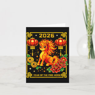 Chinese New Year 2026 Year Of The Fire Horse Red Thank You Card
