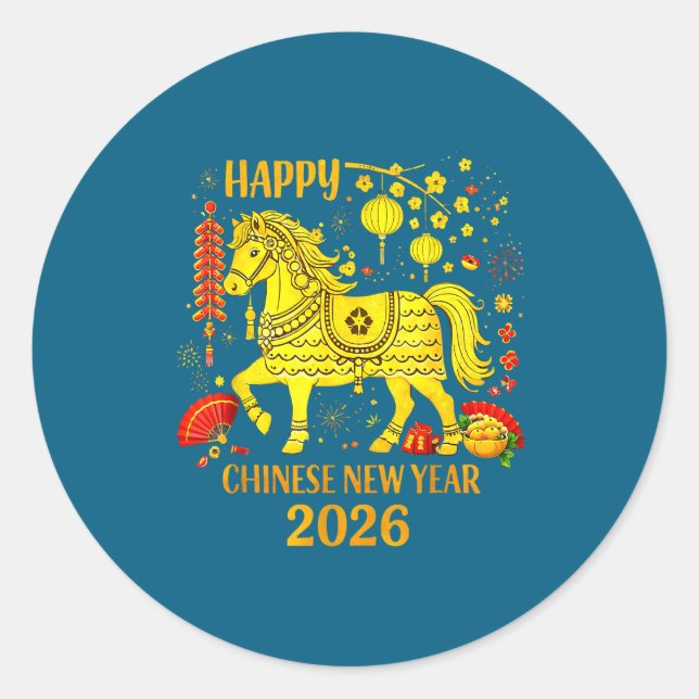 Chinese New Year 2026 Year Of The Horse 1  Classic Round Sticker (Front)