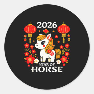 Chinese New Year 2026 Year Of The Horse 2026 New Y Classic Round Sticker