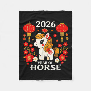 Chinese New Year 2026 Year Of The Horse 2026 New Y Fleece Blanket