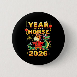 Chinese New Year 2026 Year Of The Horse  6 Cm Round Badge
