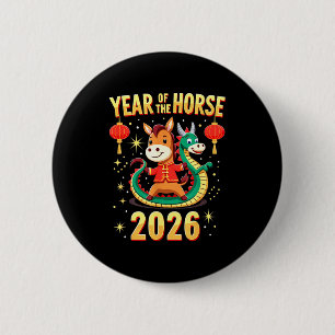 Chinese New Year 2026 Year Of The Horse  6 Cm Round Badge