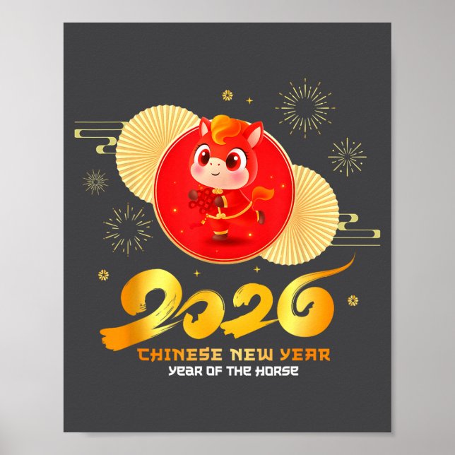 Chinese New Year 2026 Year Of The Horse Cartoon Cu Poster (Front)