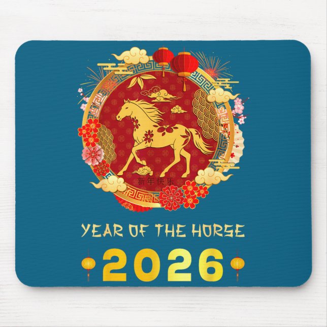 Chinese New Year 2026 Year Of The Horse Chinese Zo Mouse Mat (Front)