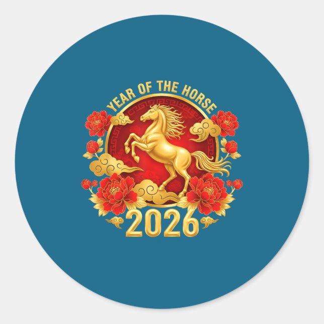 Chinese New Year 2026 Year Of The Horse  Classic Round Sticker (Front)