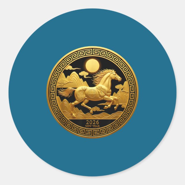 Chinese New Year 2026 Year Of The Horse  Classic Round Sticker (Front)