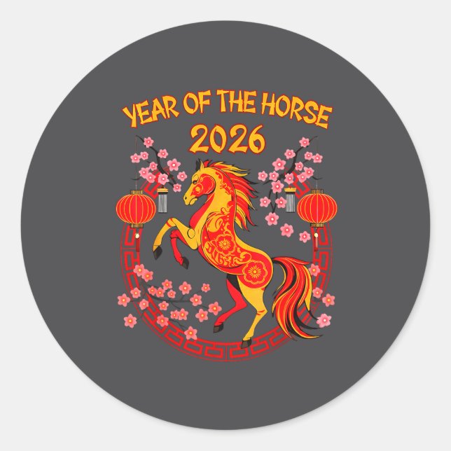 Chinese New Year 2026 Year Of The Horse  Classic Round Sticker (Front)