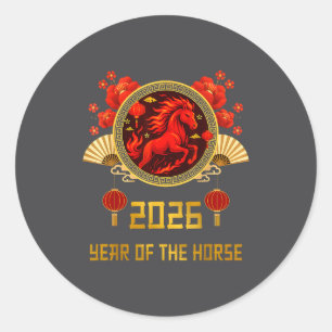 Chinese New Year 2026 Year Of The Horse  Classic Round Sticker