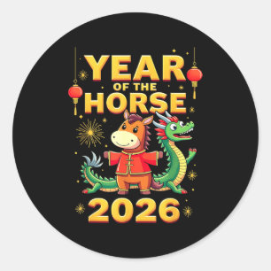 Chinese New Year 2026 Year Of The Horse  Classic Round Sticker