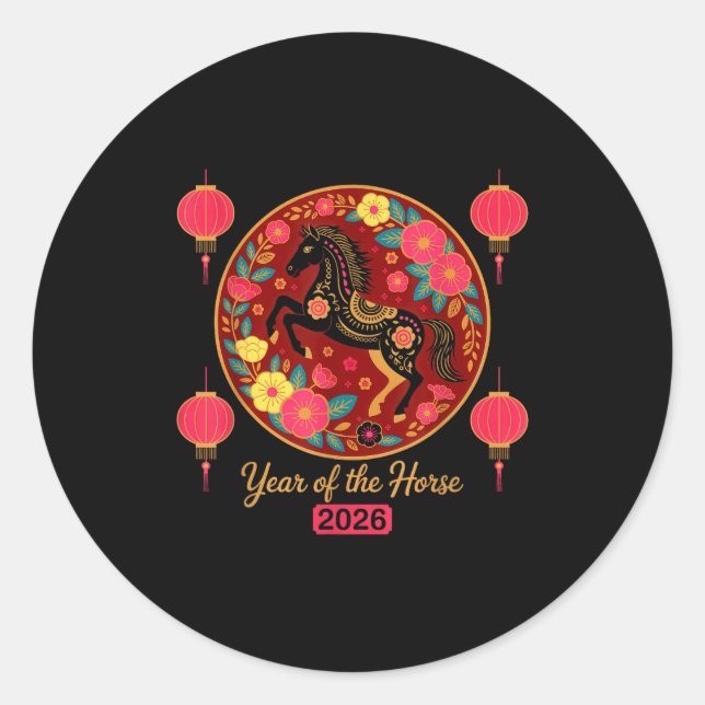 Chinese New Year 2026 Year Of-the Horse  Classic Round Sticker (Front)