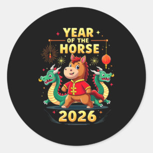 Chinese New Year 2026 Year Of The Horse  Classic Round Sticker