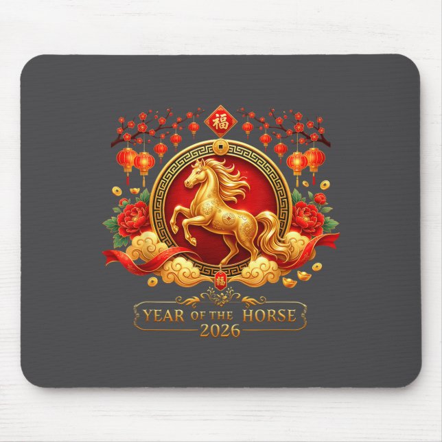 Chinese New Year 2026 Year Of The Horse Family Men Mouse Mat (Front)