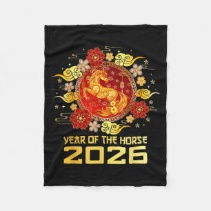 Chinese new year 2026 year of the horse fleece blanket