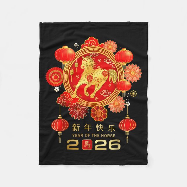 Chinese New Year 2026 Year Of The Horse  Fleece Blanket (Front)