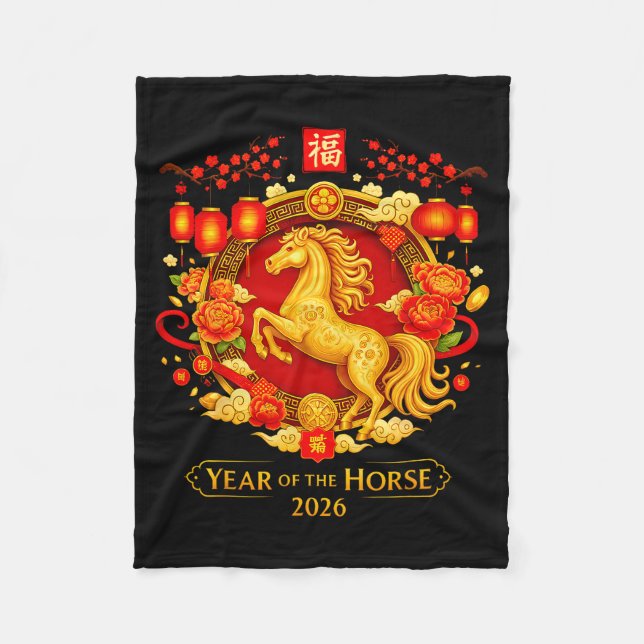 Chinese New Year 2026 Year Of The Horse  Fleece Blanket (Front)
