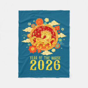 Chinese New Year 2026 Year Of The Horse  Fleece Blanket