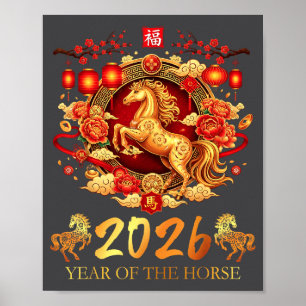 Chinese New Year 2026 Year Of The Horse Happy Luna Poster