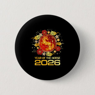 Chinese New Year 2026 Year Of The Horse Happy New 6 Cm Round Badge