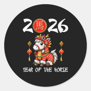 Chinese New Year 2026 Year Of The Horse Happy New  Classic Round Sticker