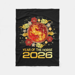 Chinese New Year 2026 Year Of The Horse Happy New  Fleece Blanket