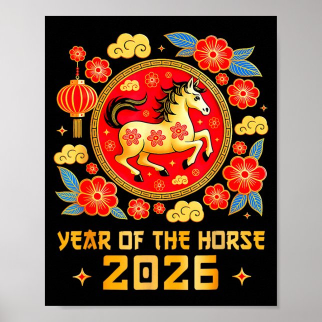 Chinese New Year 2026 Year Of The Horse Happy New  Poster (Front)