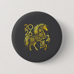 Chinese New Year 2026 Year Of The Horse Lunar New  6 Cm Round Badge