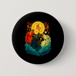 Chinese New Year 2026 Year Of The Horse Lunar New  6 Cm Round Badge