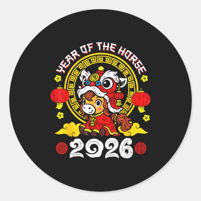 Chinese New Year 2026 Year Of The Horse Lunar New  Classic Round Sticker (Front)